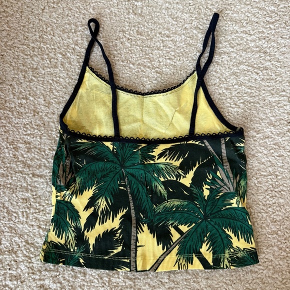 Tropical Yellow Ribbed Tank Top - Picture 2 of 4